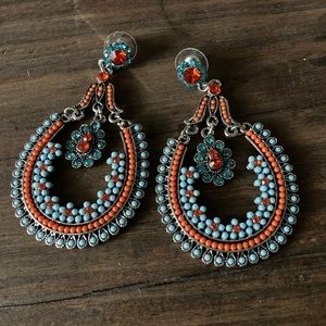 Faux turquoise and coral earrings